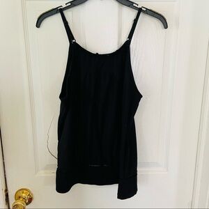 GLITZ black pom Pom stretch tank top spaghetti strap size medium